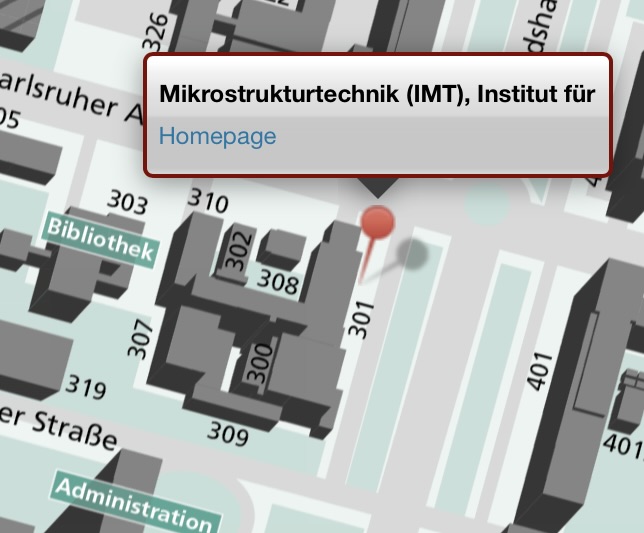 Ausschnitt eines Campus-Plans mit Markierung des Instituts für Mikrostrukturtechnik (IMT).