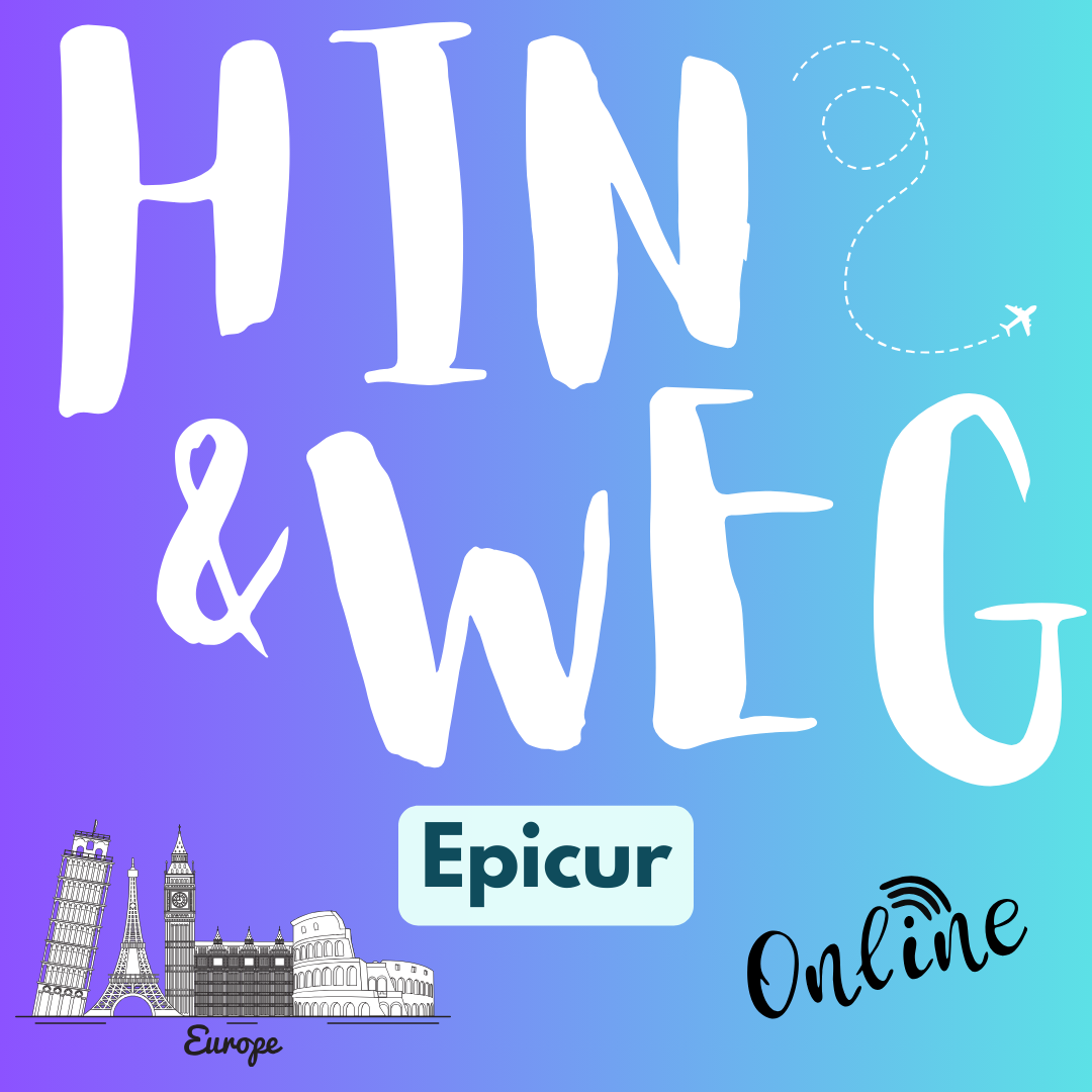 Logo mit dem Schriftzug "Hin & Weg", europäischen Wahrzeichen und dem Wort "Online".